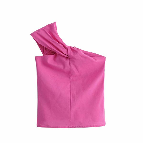 Женщины сексуальные розовые красные культура блузки топы кошу воротник без спинки блузка короткий стиль женские рубашки шикарные верхние блюса 210430