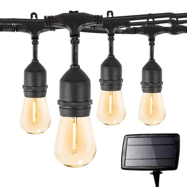 

strings 10/15m s14 solar string light with vintage led bulbs waterproof cafe fairy garland for garden backyard holiday patio decor