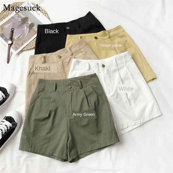 

summer high waist shorts korean fashion casual retro belt all-match women loose slim wide leg 10838 210512, White;black