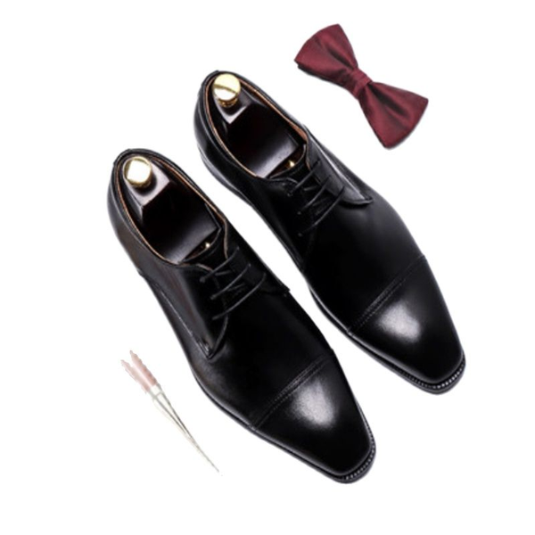 

dress shoes men's leather leather, young business suit, soft bottom layer cattle, hand-made derby men, british wedding, Black