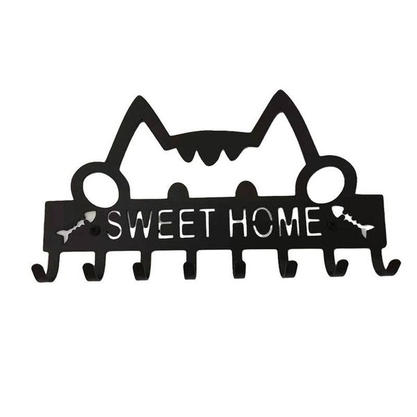 

hooks & rails creative key holder for wall mount cute cat organizer decorative, metal hanger front door, kitchen store house, work