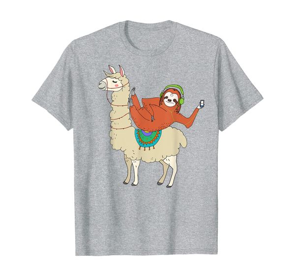 

funny sloth riding llama t-shirt for men woman kid 5 colors, White;black