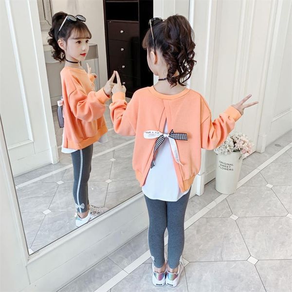 

autumn children girls clothing sets tracksuit 2pcs sport suit cartoon t shirt pants kids clothes, White