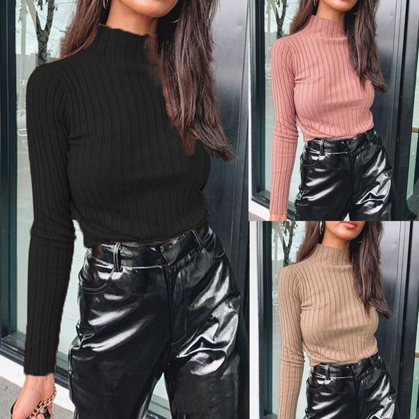 

women's fashion solid long sleeve slim turtleneck pullover sweater blouse women winter pulls femme automne hiver e1 sweaters, White;black