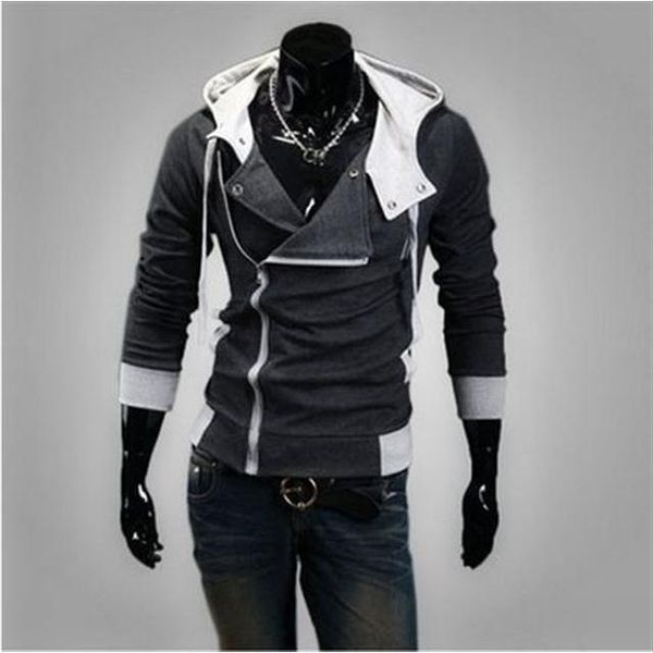 

men's jackets coat, youth wear, hooded and inclined zipper casual wear, Black;brown