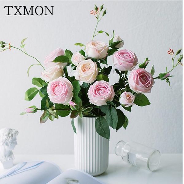 

High Simulation Of Two Moisturizing Roses Wedding Home Decor High-grade Decorative Fake Flowers Feel & Wreaths