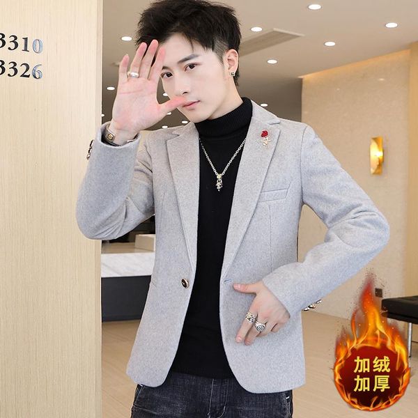 

men's suits & blazers suit jacket casual fashion slim fit with a small 2021 spring and autumn youth fleece thick 3xl, White;black