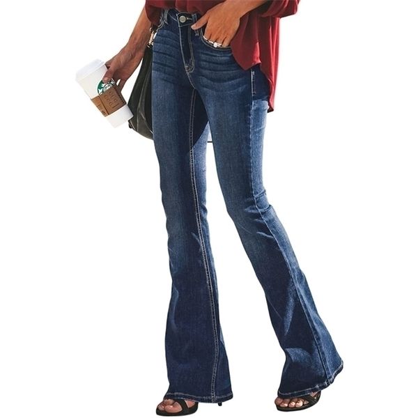 

women bootcut jeans slim fit denim pants bell bottom straight high waist bootleg jeans stretch female flare trouser maxi fashion, Blue