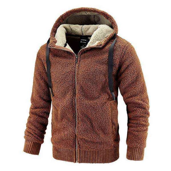 

winter men's hoodies thick fleece hooded sweatshirts men warm lamb cashmere casual jackets coats men streetwear plus size -8xl y1122, Black;brown