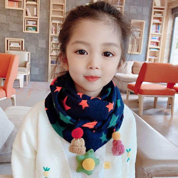 

scarves children's scarf spring and autumn thin baby bib winter girl cute boy korean warm triangle, Blue;gray
