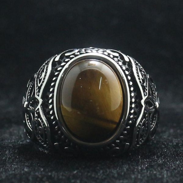 

stainless steel cool punk gothic stone flower vintage golden ring cluster rings, Golden;silver