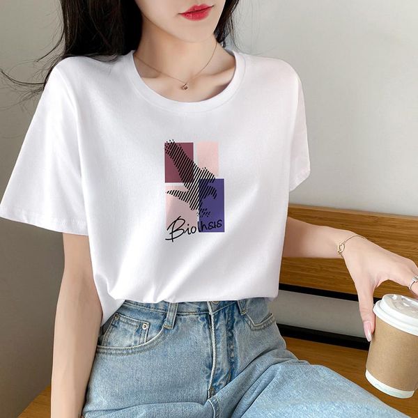 

shirt women clothes 2021 red fashion tee cotton ladies women's t-shirt, White