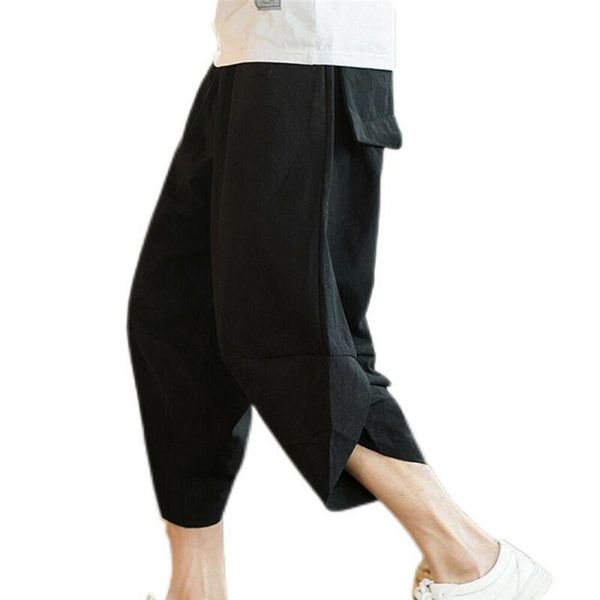 

men's pants mens trousers baggy wide leg harem plain casual jogging men, Black