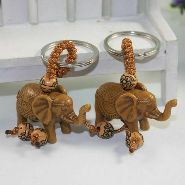 

keychains 2pc wooden elephant carving pendant keychain religion chain key ring keyring jewelry wholesale for women men lucky, Silver