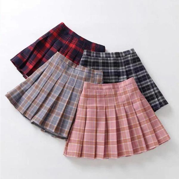 

fashion women skirt preppy style plaid skirts high waist chic student pleated harajuku uniforms ladies girls dance, Black