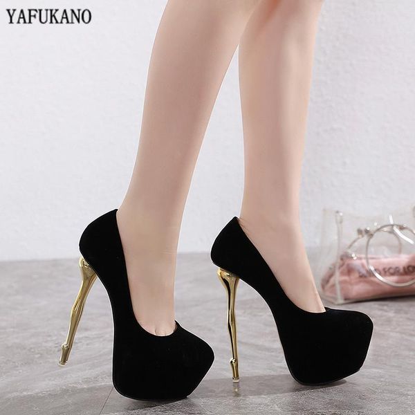 

dress shoes 16 cm nightclub single platform thin heel womens european american fashion pumps wedding party high heels, Black