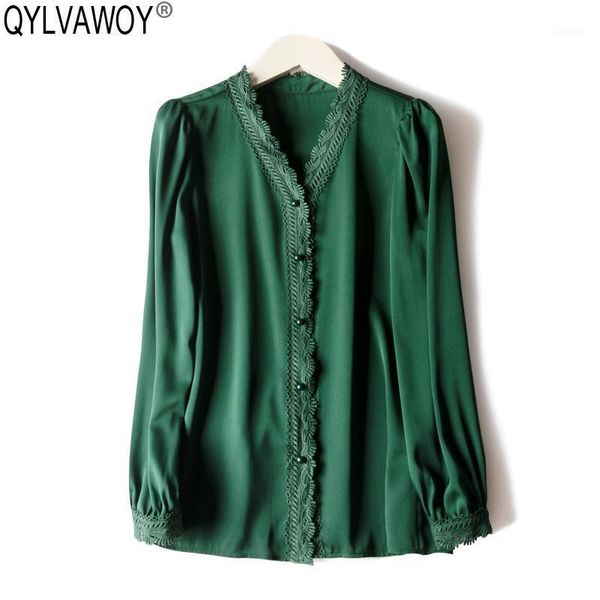 

women's blouses & shirts silk blouse spring fashion woman 2021 vintage korean office women shirt camisas mujer cs1960 my2899, White