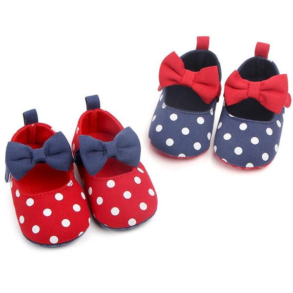 

first walkers arrival baby girls shoes princess dots bowknot soft cotton born toddler crib infant sole anti-slip walker