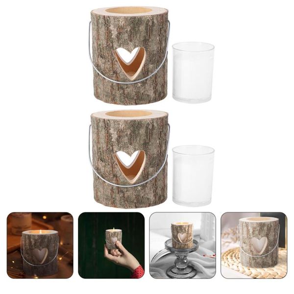 

candle holders 1 set/4pcs wooden cup heart decorative holder kit for festival