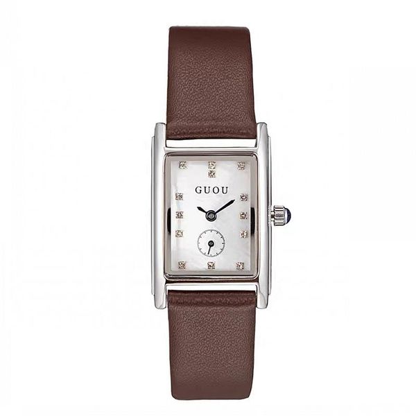 

wristwatches simple style quartz watch for women elegant leather strap waterproof fashion diamond ladies wristwatch, Slivery;brown
