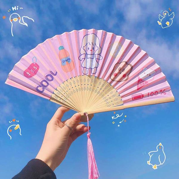 

other home decor japanese korean small bamboo fan ins kawaii student ancient style tassel summer carry folding girls wedding gifts 2021