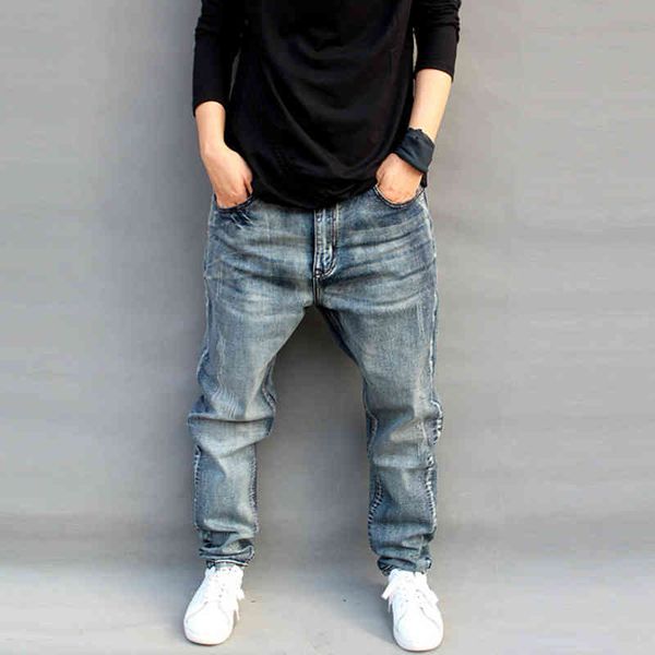 

men's cowboy harlan pants loose hip hop plus fat oversized skateboard trendy tapered leggings cross, Blue