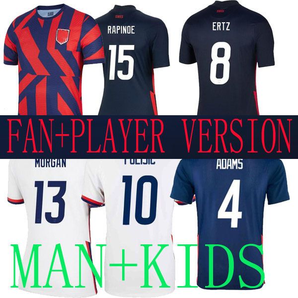 

united 2021 states player version soccer jerseys away 2022 pulisic dest mckennie reyna adams weah musah lletget 21 22 usa men kids kit footb, Black
