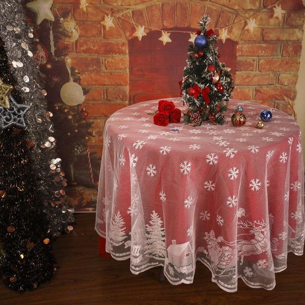 

table cloth christmas tablecloth snowflake elk lace glass cover polyester room wedding decor products 1
