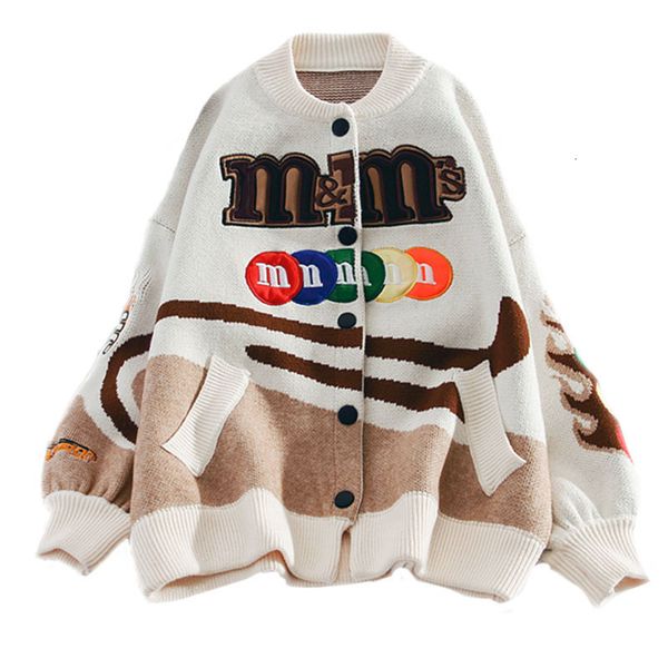 

men's jackets suÃ©ter de malha casual feminino, casaco estilo hip hop com bordado m, letras harajuku, folgado, para outono 4d6t, Black;brown