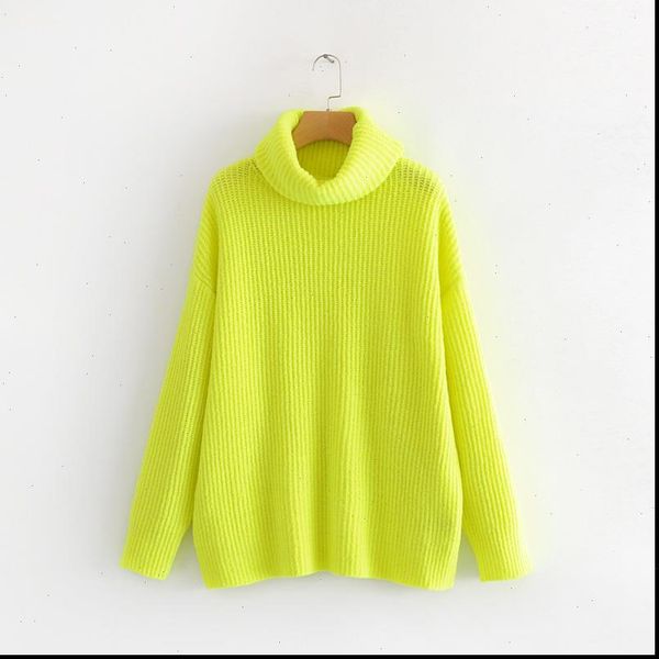 

women sweaters neon sweater knitted green fuchsia pink solid turtleneck pullovers long casual winter loose m0027 drop, White;black