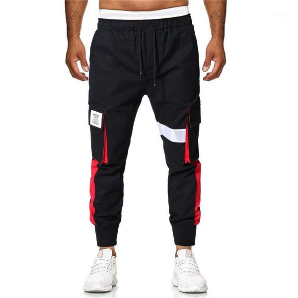 

men's pants men summer european and american mens multi-pocket casual joggers plaid five-point cargo pantalones hombre, Black