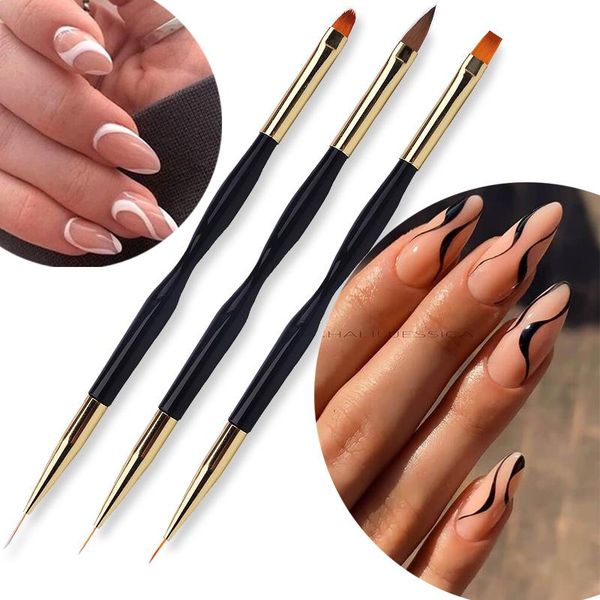

nail brushes uv gel brush french stripe liner pen manicure ultra-thin line drawing art acrylic polish design dot, Yellow