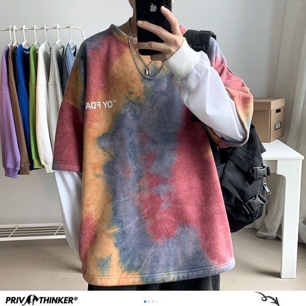 

men's hoodies & sweatshirts korean style tie dye printed men 2021 autumn fashion hooded colorful male hip hop, Black