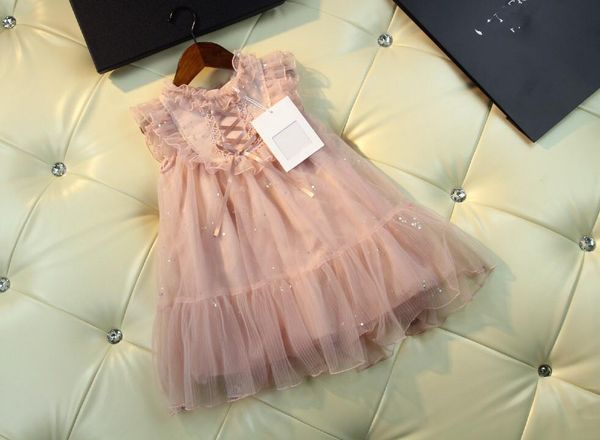 

summer lotus leaf sleeveless lace sequin high end brand girl's dress y dresses, Red;yellow