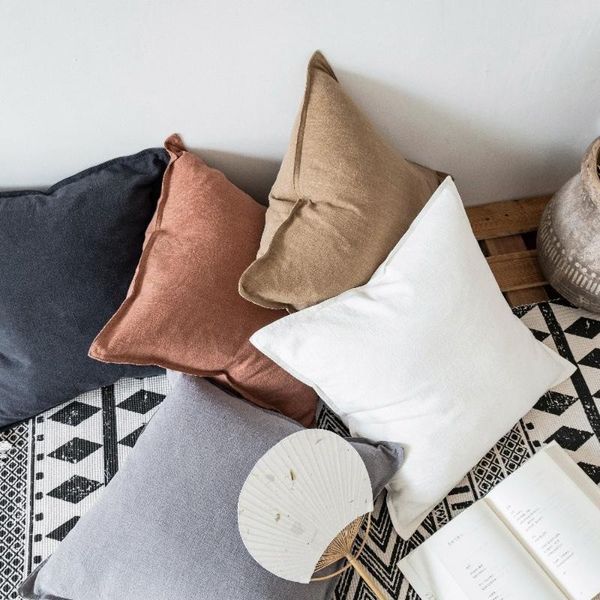 

cushion/decorative pillow nordic solid color cotton and linen cushion cover decorative cushions for sofa simple throw pillows h