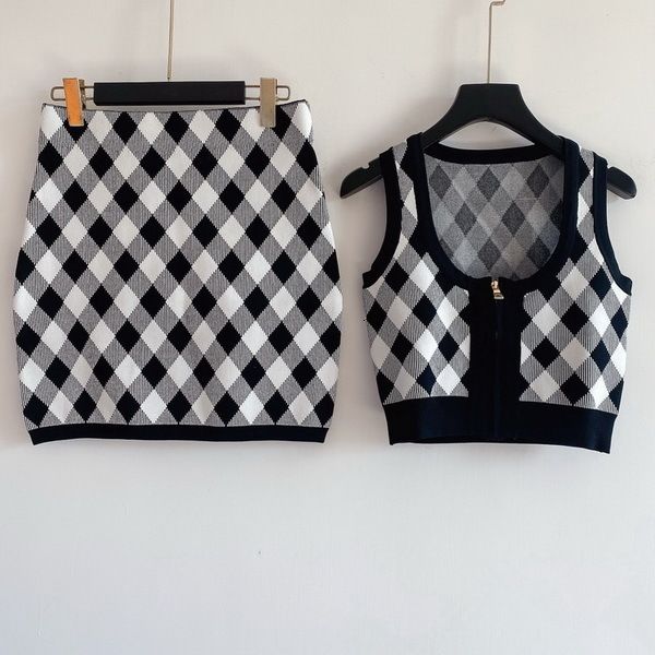 

skirts sweater suit woman women tracksuit cardigan set two pieces sets sportswear casual outfit designn knitted set-2 525o, Black