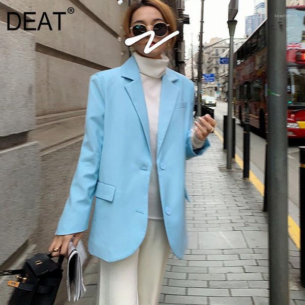 

women's suits & blazers deat women blue single breasted pockets office lady blazer notched long sleeve slim jacket fashion autumn and w, White;black