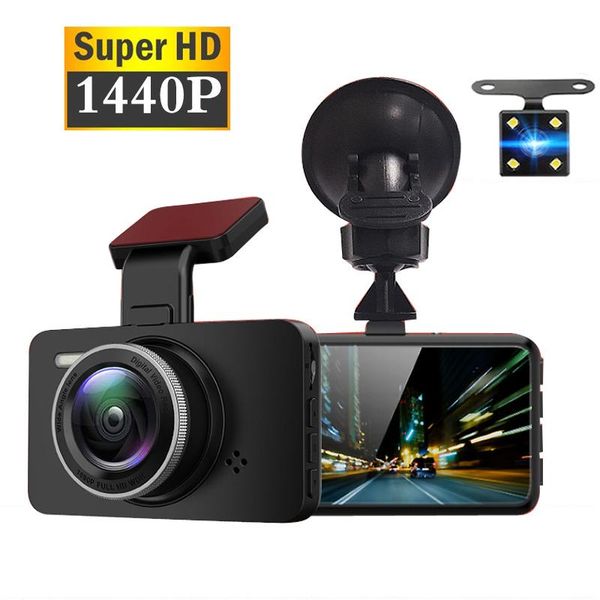 

1440p car dvr camera dash cam three record hidden video recorder night vision parking monitoring g-sensor dvrs