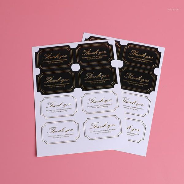 Hediye sargısı 40-80pcs beyaz siyah kare scrapbooking çıkartması Teşekkürler Ambalaj Etiketleri için Mühür Kek Sarma Etiketleri