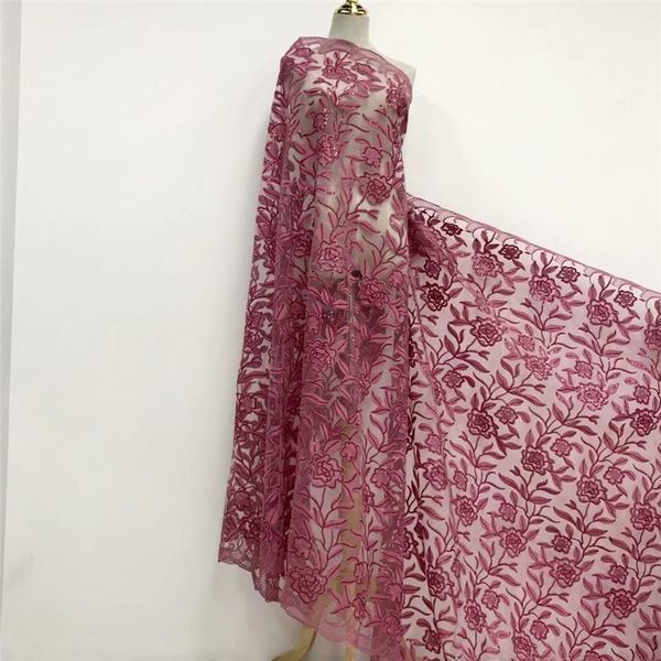 

ribbon african lace fabric pink nigerian milk silk bridal 2021 velvet net tulle for wedding party, Pink;blue