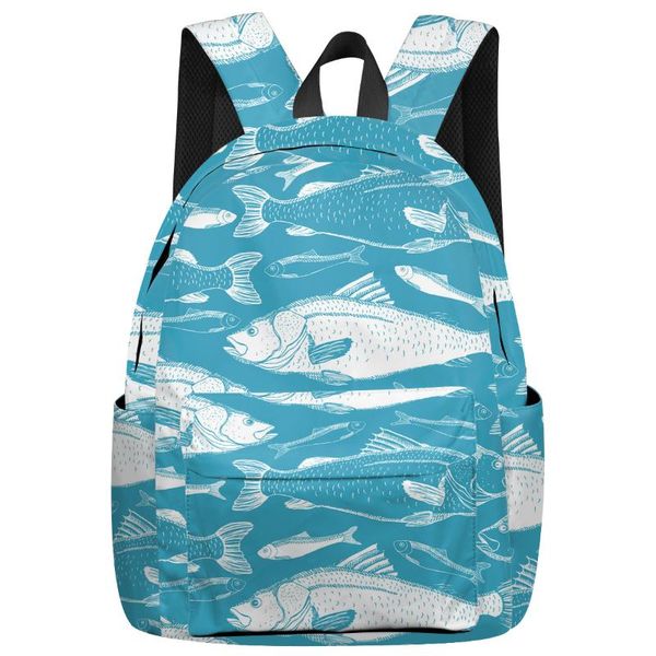 

backpack boys girls school bookbag marine life fish casual travel simple men and women