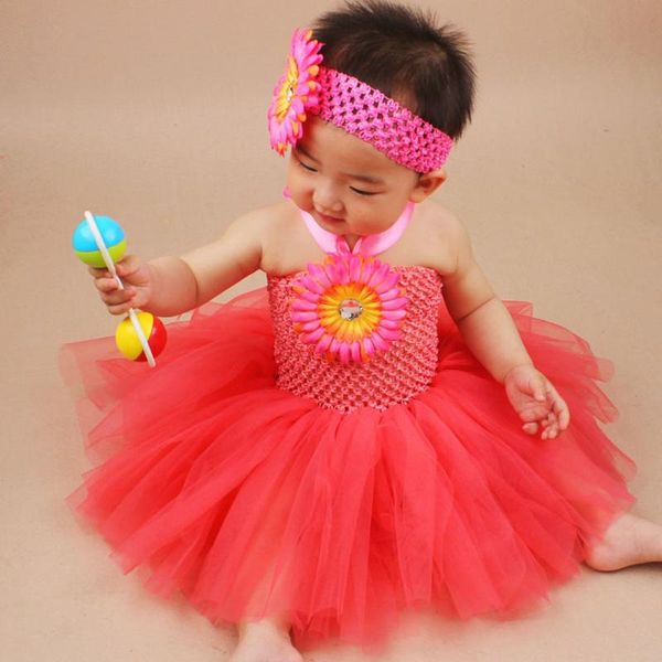 

girl's dresses baby first birthday party dress coral girl white infant tutu with flower clip kid halloween costume clothes ball gown, Red;yellow