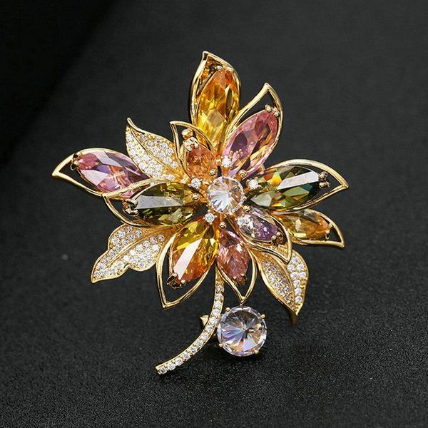 

pins, brooches 1pc colorful cz flower shaped fashion elegant exquisite jewelry clothes accessories 4 color, Gray