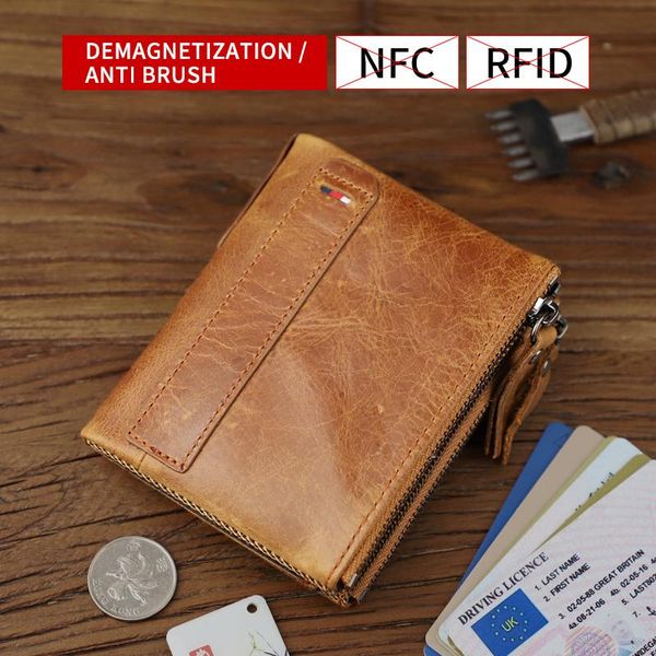 

wallets men wallet retro cow genuine leather short multi slot business bifold coin pouch portable buckle purse women, Red;black