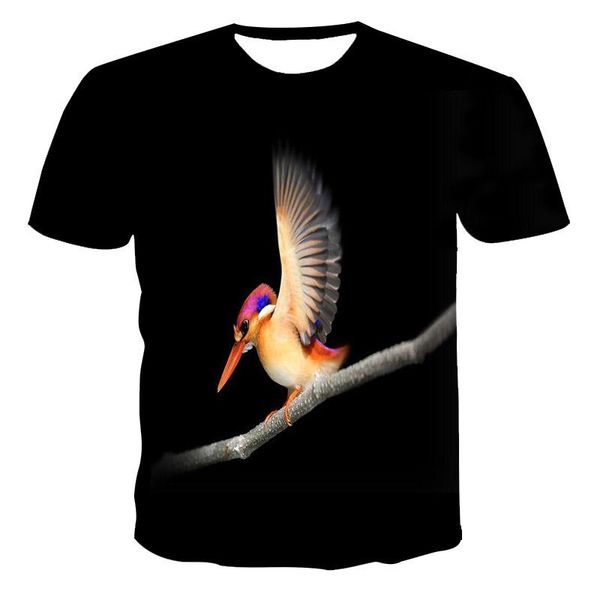 

men's t-shirts summer t-shirt animal bird 3d printing hd male street hip hop casual sports streetwear loose, White;black