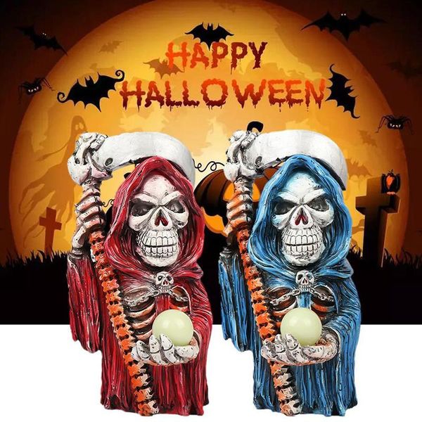 

garden decorations horror grim reaper statue painted resin crafts halloween props decoration for home living room bedroom jardineria decorac