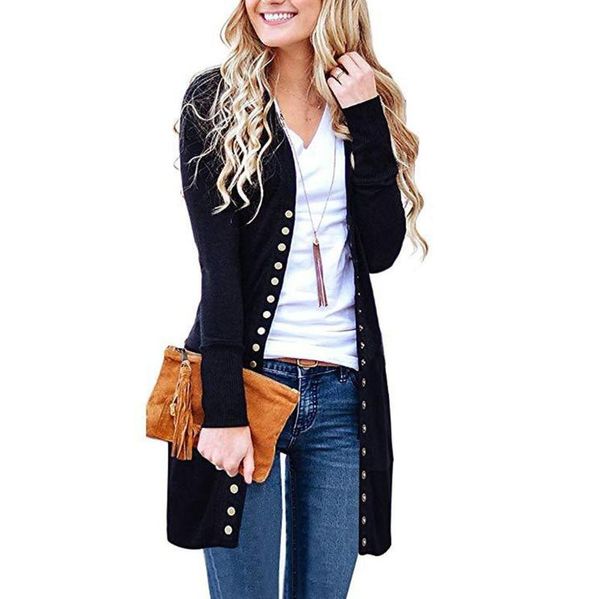 

women's knits & tees women cardigan sweater fashion ladies autumn long sleeve knitted coat outwear plus size open stitch button clothin, White