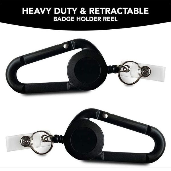 

keychains black id card keychain lanyard clip key ring retractable pull name tag recoil badge belt rope holder heavy duty keyring, Silver
