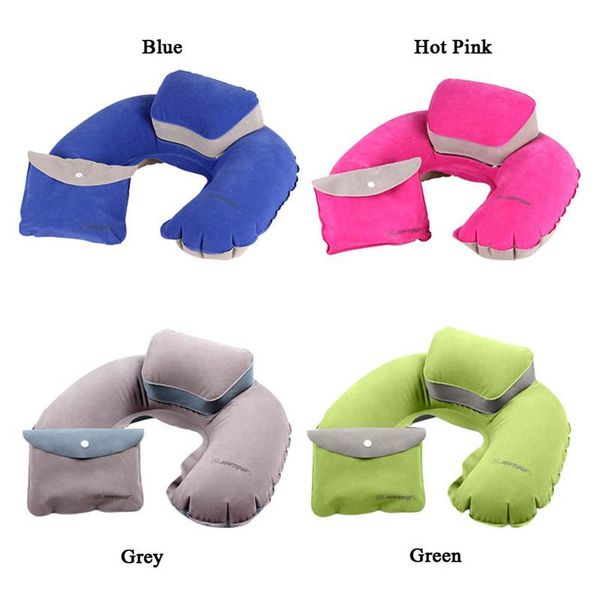 

pillow portable air inflatable u-shape neck blow up cushion pvc flocking folding travel office plane
