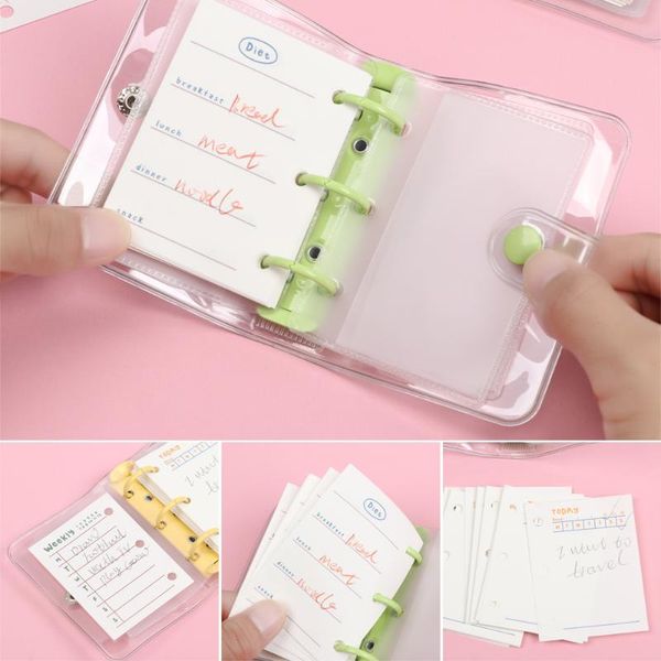 

holes loose-leaf mini notebook creative index paper separator page daily list inner pages to do agenda school stationery notepads, Purple;pink